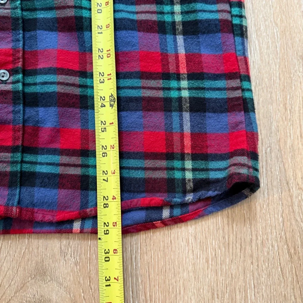 Vermont Flannel Co Plaid Button Down‎ Shirt Mens Small Red Blue Heavy Cotton USA